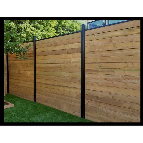 91 in. x 1-1/4 in. x 1-1/4 in. Black Aluminum Fence Channels, for 8ft. High fence, 2 per pack, includes screws