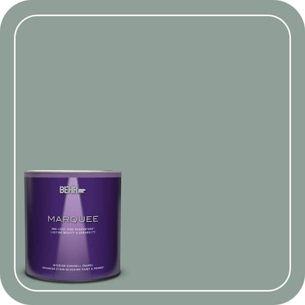 BEHR MARQUEE 1 qt. #QE-44 Eucalyptus Eggshell Enamel Interior Paint & Primer