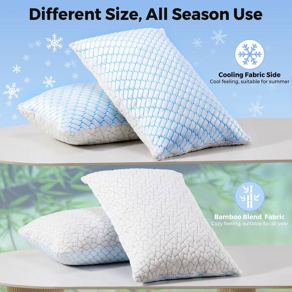 EXCELSIOR Cool Bamboo Pillow 2-Pack – Adjustable Shredded Memory Foam, Queen Size
