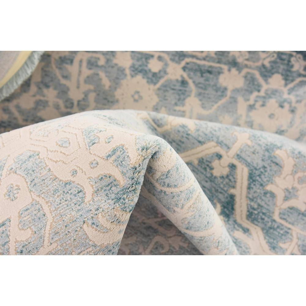 Elegant Light Blue and Ivory Abstract Indoor Area Rug, 7' x 10'