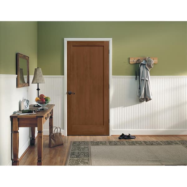 JELD-WEN 30 in. x 80 in. Madison Hazelnut Stain Right-Hand Solid