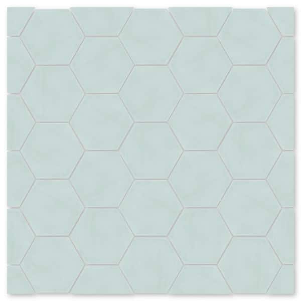 Villa Lagoon Tile Solid Hex Atmosphere / Matte 8 in. x 9 in. Cement Handmade Floor and Wall Tile (Box of 8 / 2.98 sq. ft.)