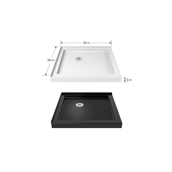Roka 36 in. L x 36 in. W x 3 in. H Acrylic Corner Shower Base with Corner Drain in White