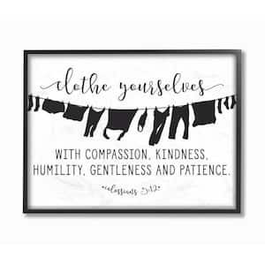 11 in. x 14 in. "Clothe Yourselves With Compassion Clothesline" by Lettered and Lined Wood Framed Wall Art