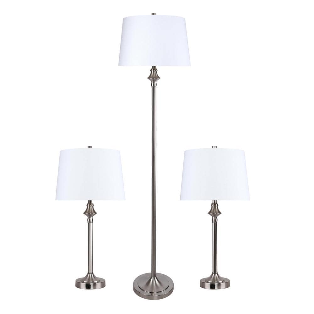 GRANDVIEW GALLERY 28 5 In Brushed Nickel Table Lamps And One 60 In   Grandview Gallery Lamp Sets Gp90410b 64 1000 