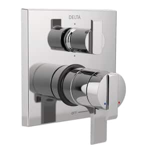 Ara Modern 2-Handle Wall-Mount Valve Trim Kit with 6-Setting Integrated Diverter in Chrome (Valve Not Included)
