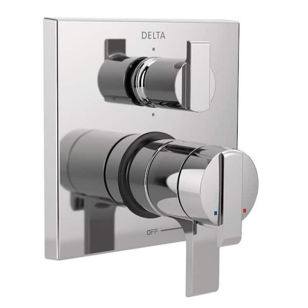 Delta Ara Modern 2-Handle Wall-Mount Valve Trim Kit with 6-Setting Integrated Diverter in Chrome (Valve Not Included)