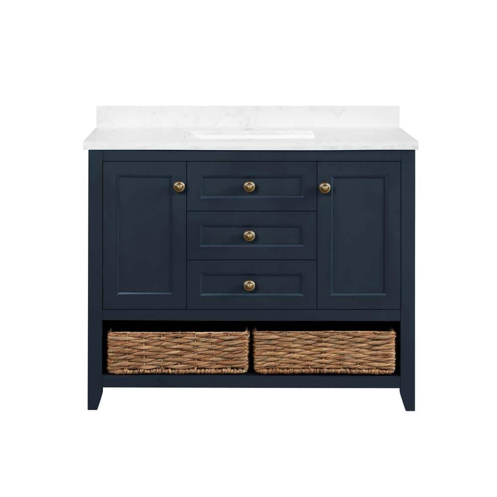 Martha Stewart Living Granary 42 In Bath Vanity In Midnight Blue With Cultured Marble Vanity Top In White With White Basin 15vva Gran42 04 The Home Depot