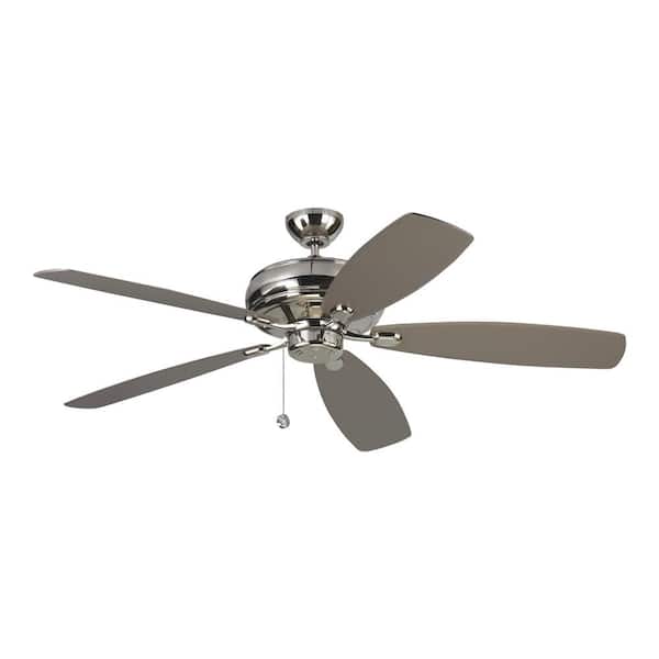 Generation Lighting Embassy Max 60 in. Polished Nickel Silver Ceiling Fan with Reversible, Silver and American Walnut Blades
