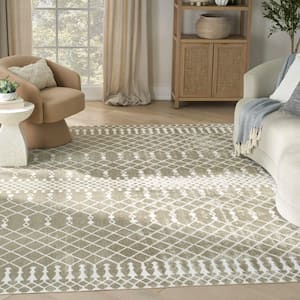 Astra Machine Washable Sage 8 ft. x 10 ft. Moroccan Transitional Area Rug