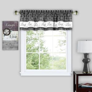 Live, Love, Laugh 14 in. L Polyester Window Curtain Valance in Charcoal
