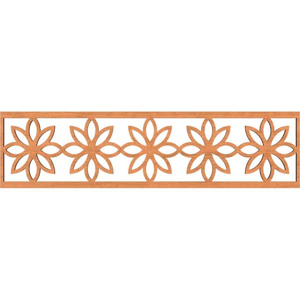 Ekena Millwork Daisy Fretwork 0.375 in. D x 47 in. W x 12 in. L Cherry Wood Panel Moulding