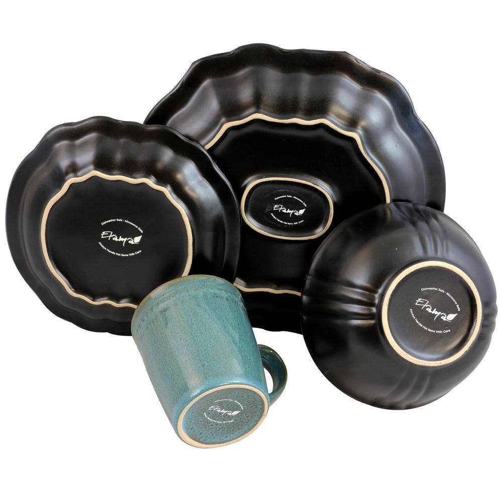 Mystic Waves Turquoise Ceramic 16-Piece Dinnerware Set