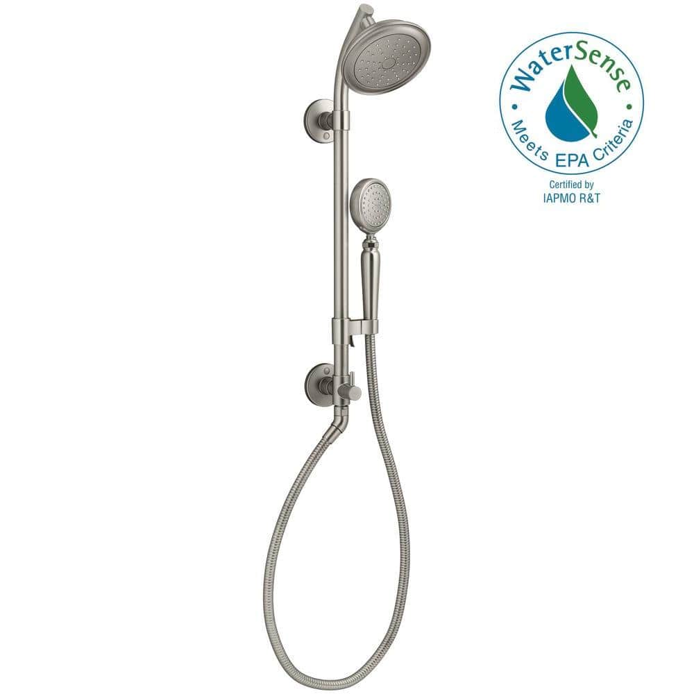 HydroRail -S Shower Column Kit with Single-Function Artifacts Shower Head, Hand Shower and Hose (Valve not Included)