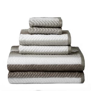 Bryce Stripe 6-Piece Charcoal Textured Cotton Bath Towel Set