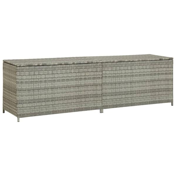 Modern 19.7 in. W x 78.7 in. D x 23.6 in. H Gray Rattan Outdoor Storage Cabinet