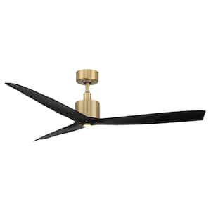 Spinster 60 in. Smart Indoor/Outdoor Soft Brass Standard Ceiling Fan with 3000K Integrated LED and Remote