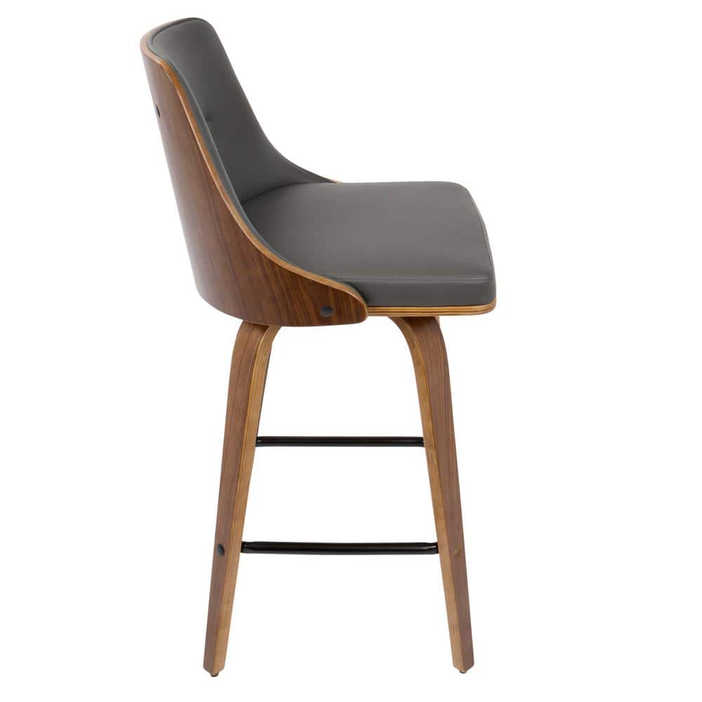 Gianna Gray and Walnut Swivel Counter Stools Set of 2