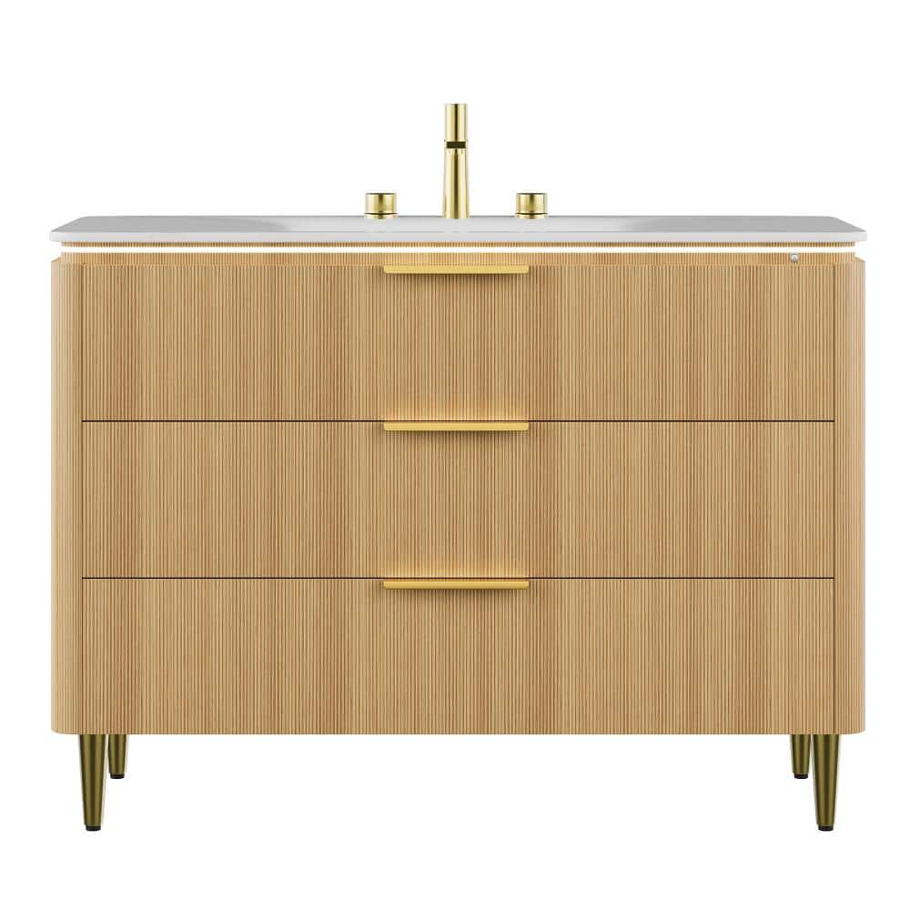 48 in. Single Sink Freestanding Light Oak Bath Vanity with Carrara White Sintered Stone Top Assembled price history on PriceWatchPro