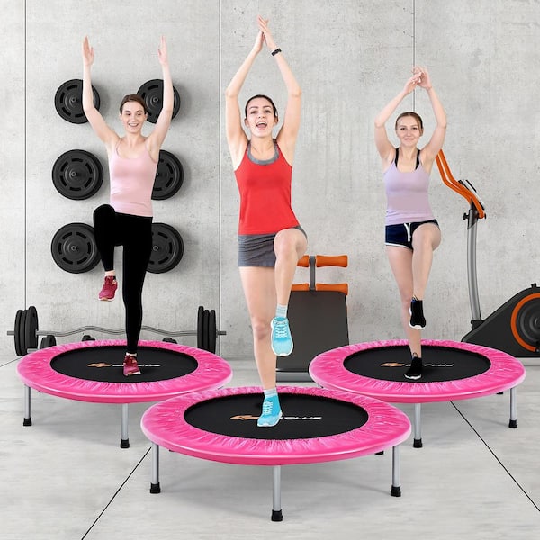 38 in. Mini Folding Trampoline Portable Recreational Fitness Rebounder Pink