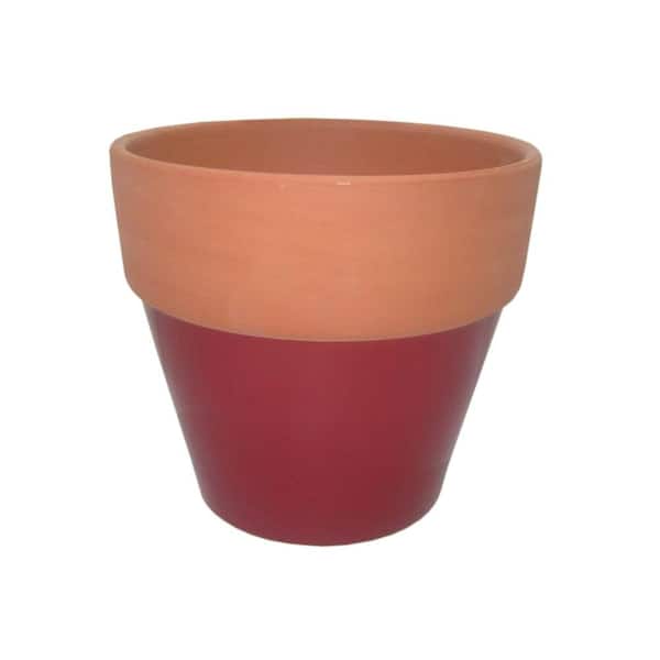 Unbranded 8-1/2 in. Round Glazed Clay Flower Pot