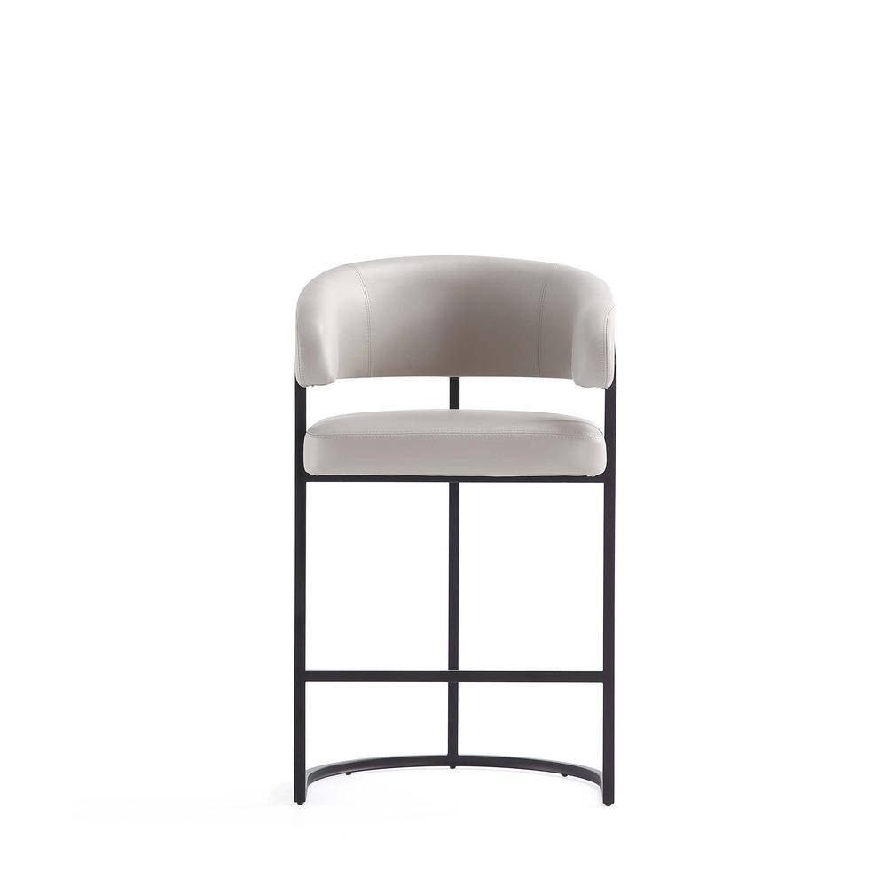 Augusta Light Gray Leatherette Modern Counter Stool with Metal Base