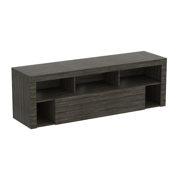 S & Co. Tv Stand 59 in. L Dark Grey 1-Big Drawer 5 Shelves