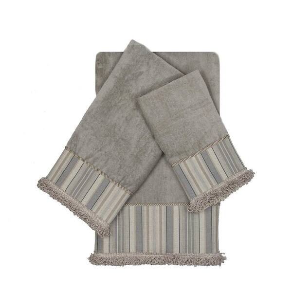 Unbranded Aberdeen 3-Piece Gray Geometric Bath Towel Set