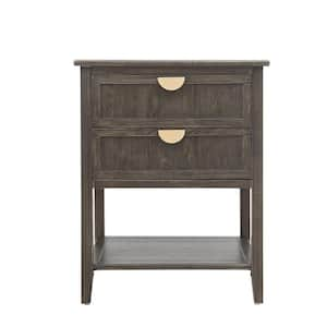 22.05 in. W x 15.75 in. D x 28.55 in. H Brown Free-Standing Linen Cabinet with Open Shelf and 2 Drawer in Olive