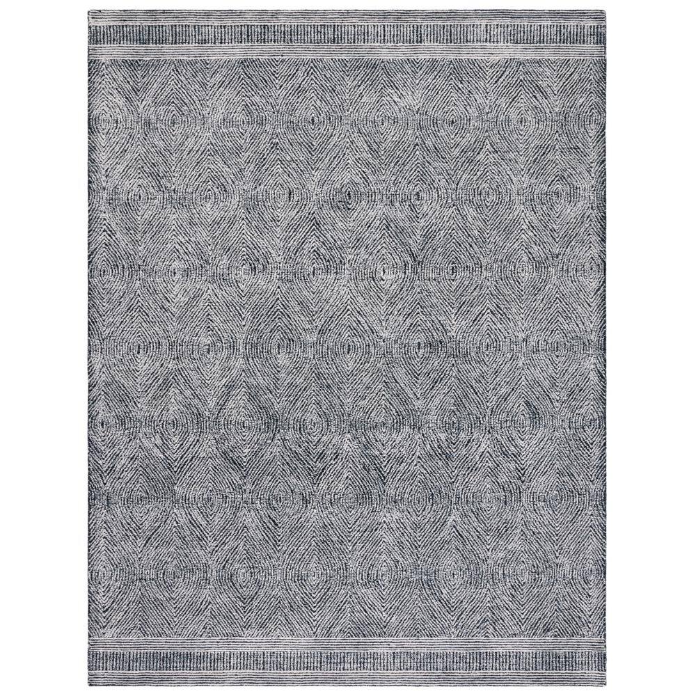 Handmade Ivory & Charcoal Wool Abstract Area Rug 8' x 10'