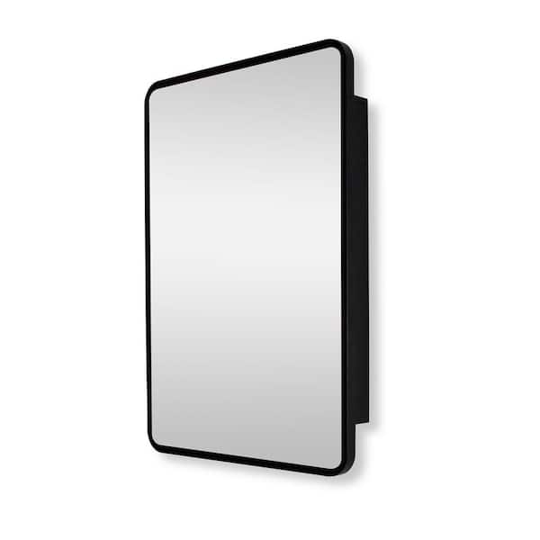 Unbranded 24 in. W x 30 in. H Rectangular Black Metal Framed Wall Mount or Recessed Medicine Cabinet with Mirror