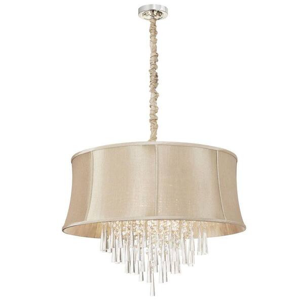 Filament Design Margarete 8-Light Polished Chrome Chandelier with Cream Fabric Shades