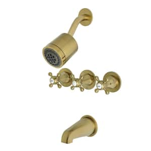 Metropolitan 3-Handle 2-Spray Tub and Shower Faucet in Brushed Brass (Valve Included)