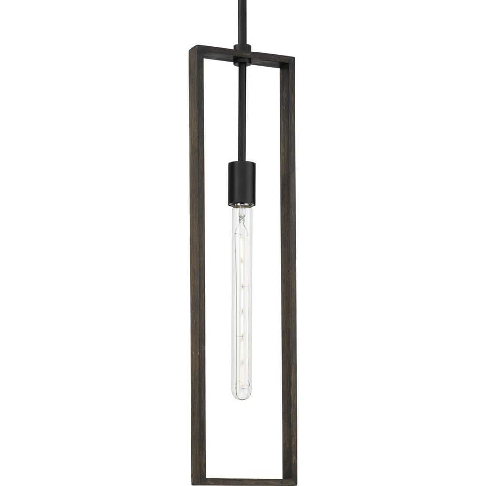 Boundary Matte Black and Gray Wash Oak Single Pendant Light
