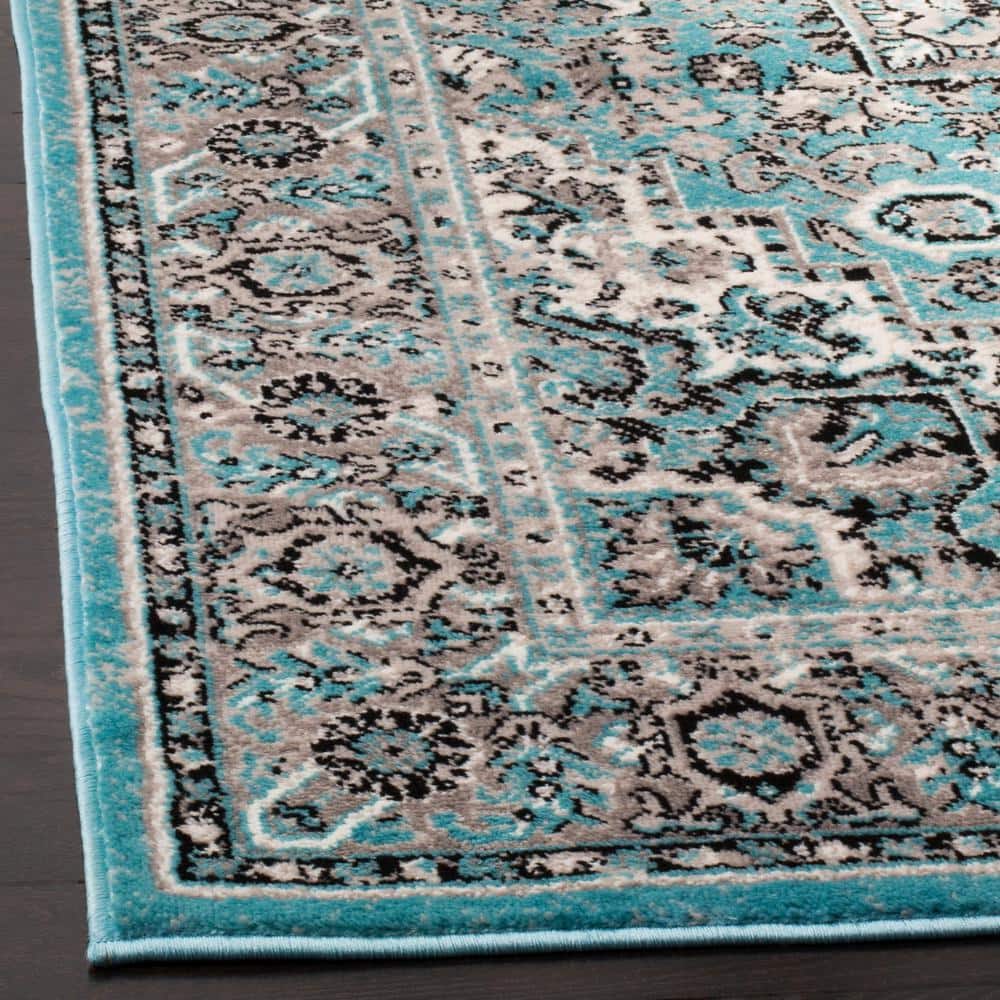 Ivory and Blue Floral Hand-Knotted Easy Care Area Rug