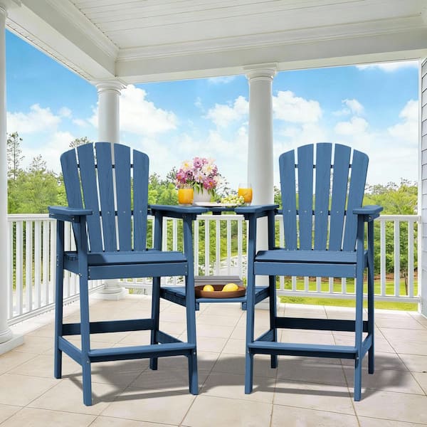 JEAREY HDPE Plastic Tall Adirondack Chair (Set of 2) Outdoor