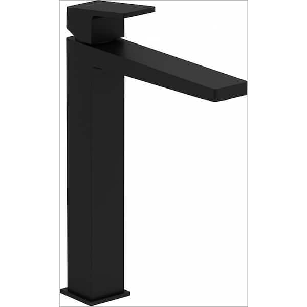 Duravit DuraSquare Single Handle Single Hole Bathroom Faucet with Drain Kit Included in Matte Black