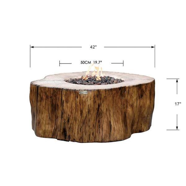 Elementi Manchester 42 in. x 39 in. x 17 in. Irregular Round Concrete  Propane Fire Pit Table in Redwood OFG145RW-LP