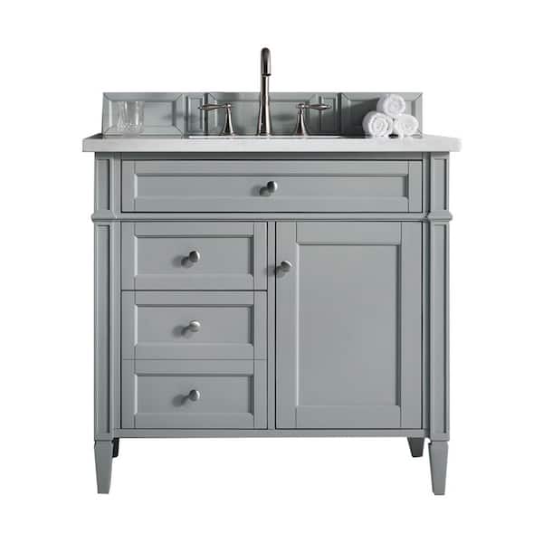 James Martin Vanities Brittany 36.0 in. W x 23.5 in. D x 34 in. H Bathroom Vanity in Urban Gray with White Zeus Quartz Top