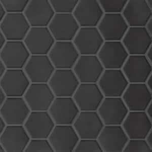 Le Cafe Hexagon 2 in. x 2 in. Matte Black Porcelain Mosaic Tile (9.87 sq. ft./Case)