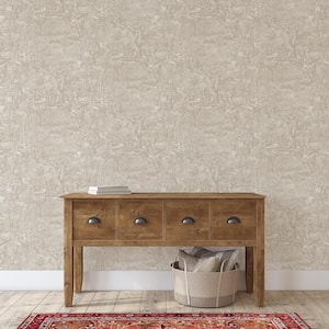Jungle Toile Countryside Grey Removable Peel and Stick Vinyl Wallpaper, 28 sq. ft.