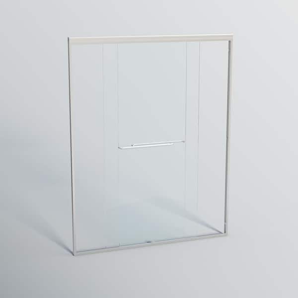 Lively 60 in.W x 72 in.H Double Sliding Semi-frameless Bypass Shower Door in Brushed Nickel with 1/4 in.Tempered Glass