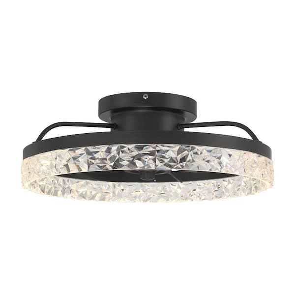 Circlet 20 in. Integrated LED Indoor Matte Black Glam Fandelier with 5 White Light Settings and Remote Control