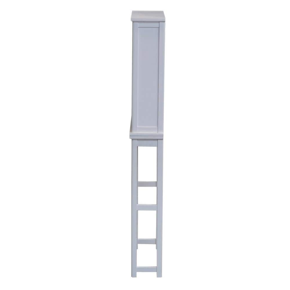 White Wood Adjustable Over-the-Toilet Storage Cabinet with Doors