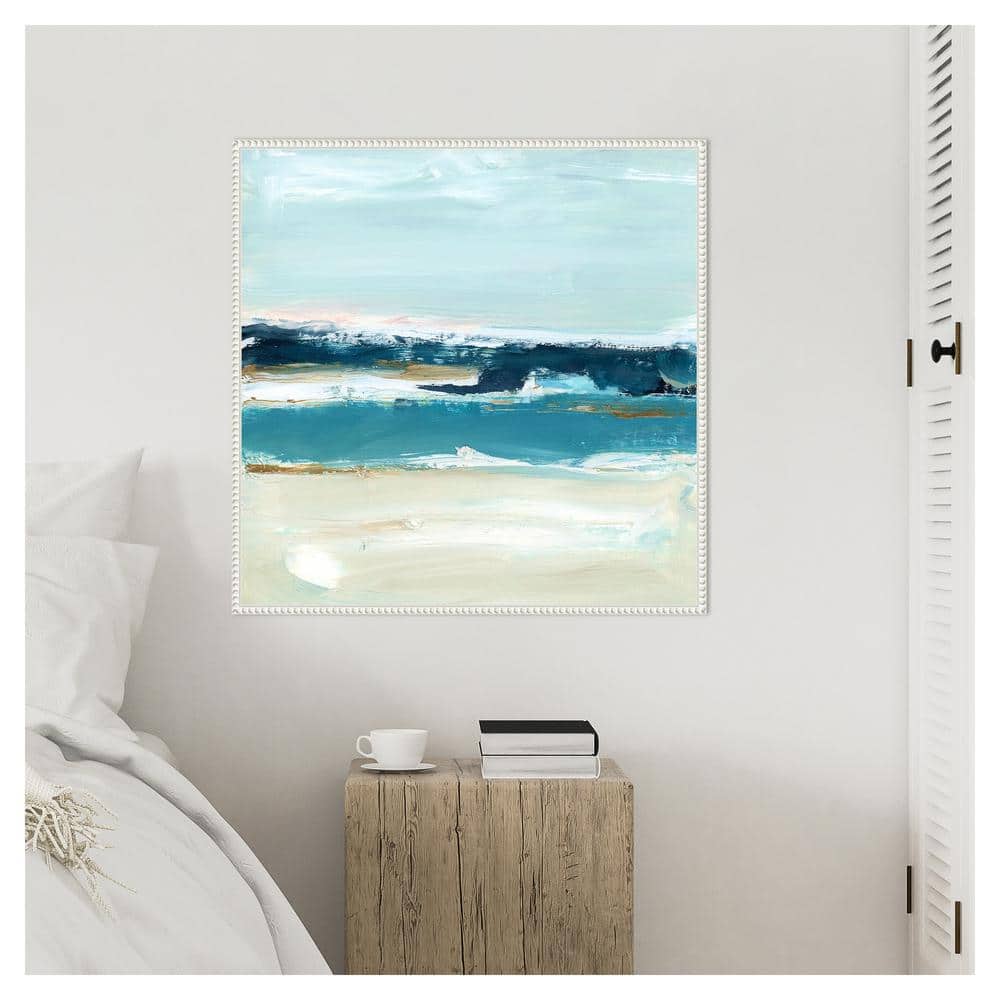 The Calm Before II Abstract Coastal Canvas Art with White Frame