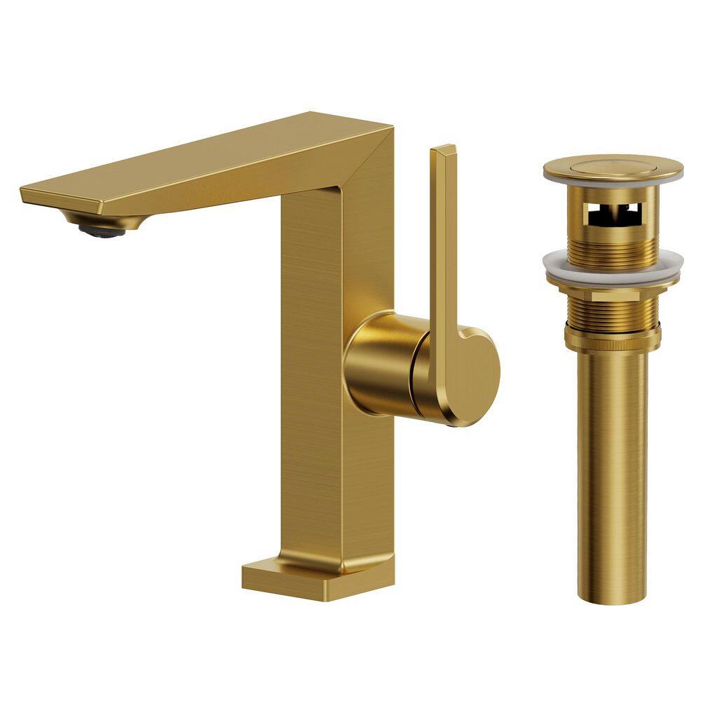 7 in. Faucet Height 1 Handle Side Handle Single Hole Bathroom Vessel Sink Faucet in Brushed Gold with Pop-Up Drain price history on PriceWatchPro