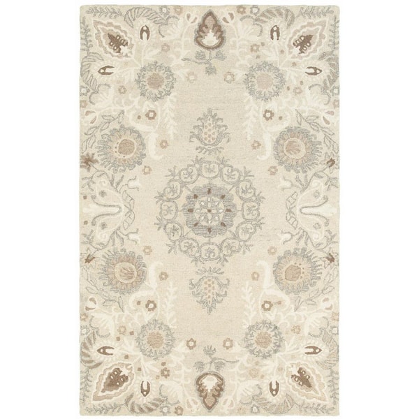 8 X 10 Sand Floral Washable Area Rug Runner Rug