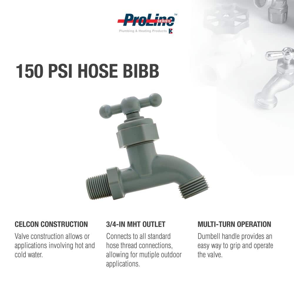 Gray Celcon Plastic Hose Bibb with 1/2" Thread and 3/4" Outlet