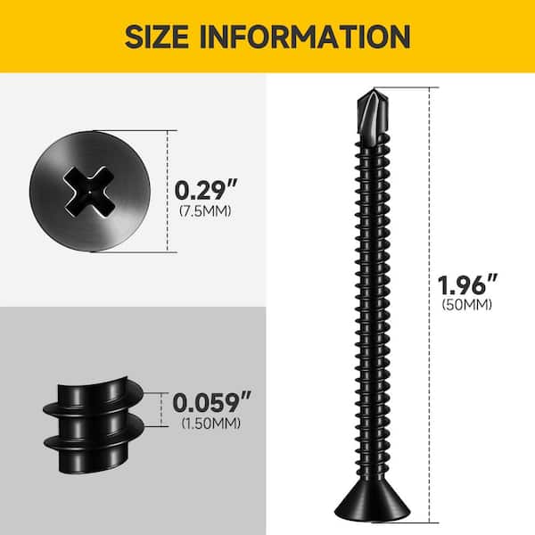 #8 x 2 in. Black Oxide 410 Stainless Steel Phillips Flat Head Self Drilling Sheet Metal Screws (150-Pack)