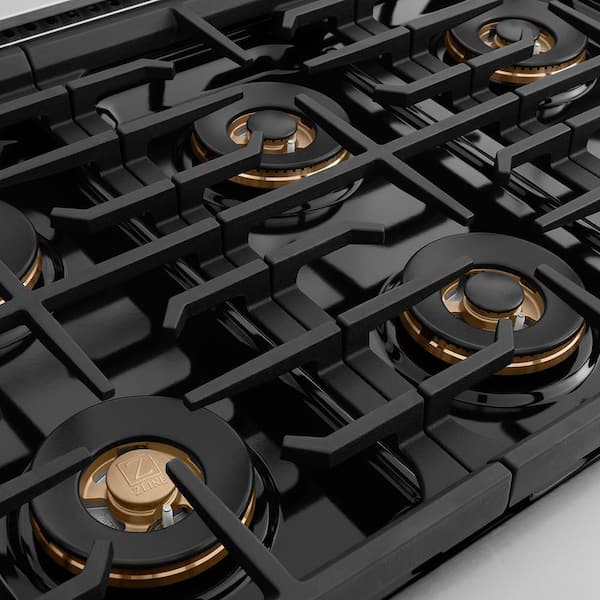 Autograph 48 in. 6.7 cu. ft. Paramount Gas Range with 8 Burners and Dual Ovens with Black Matte and Champagne